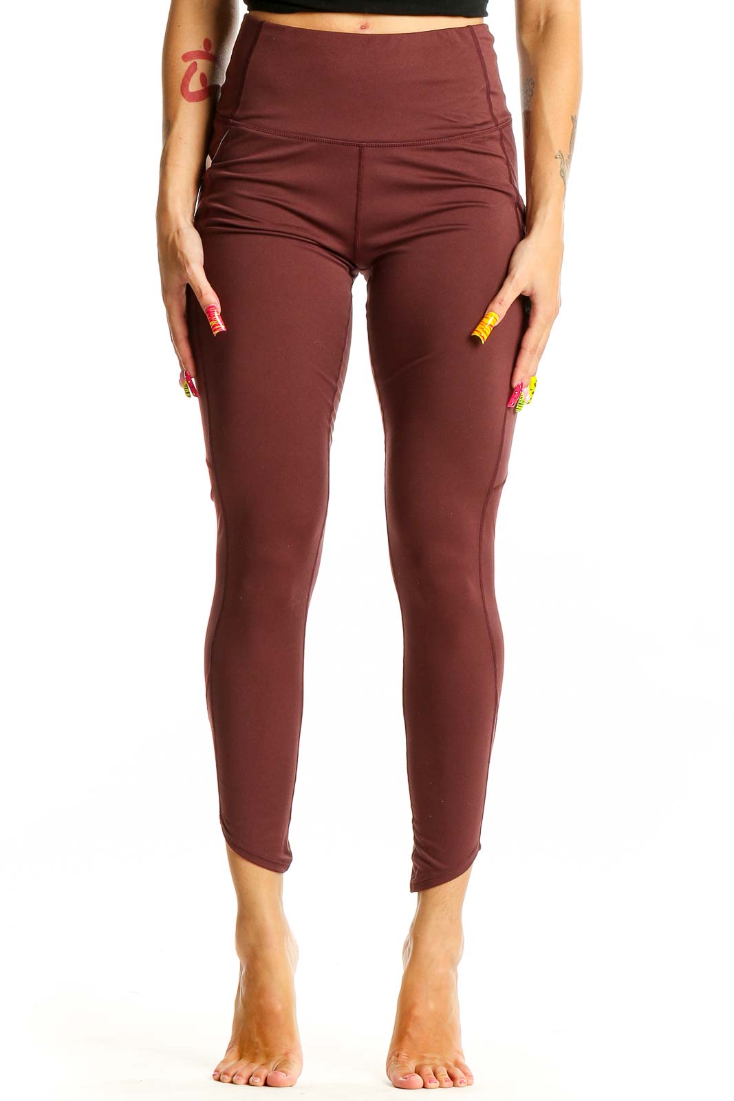 Brown Skinny Texture Pants Front