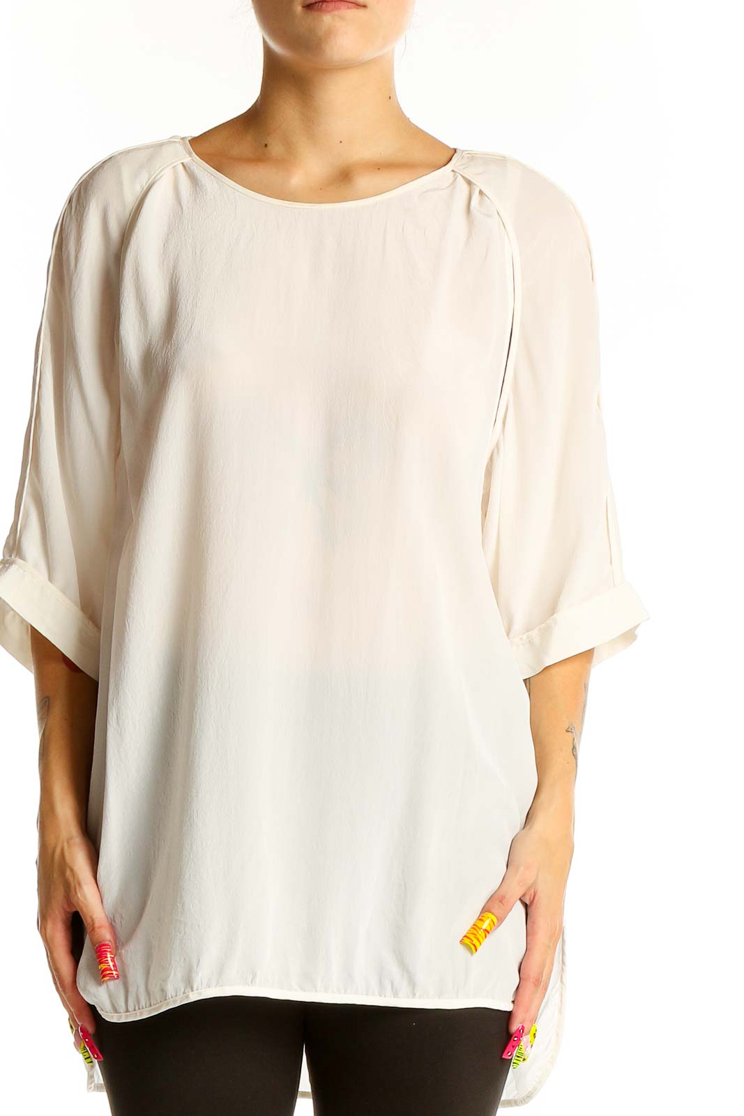 Beige Solid Top Front