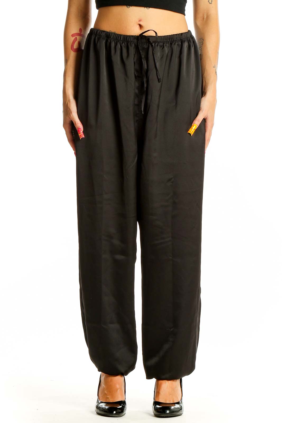 Green Straight Pants Front