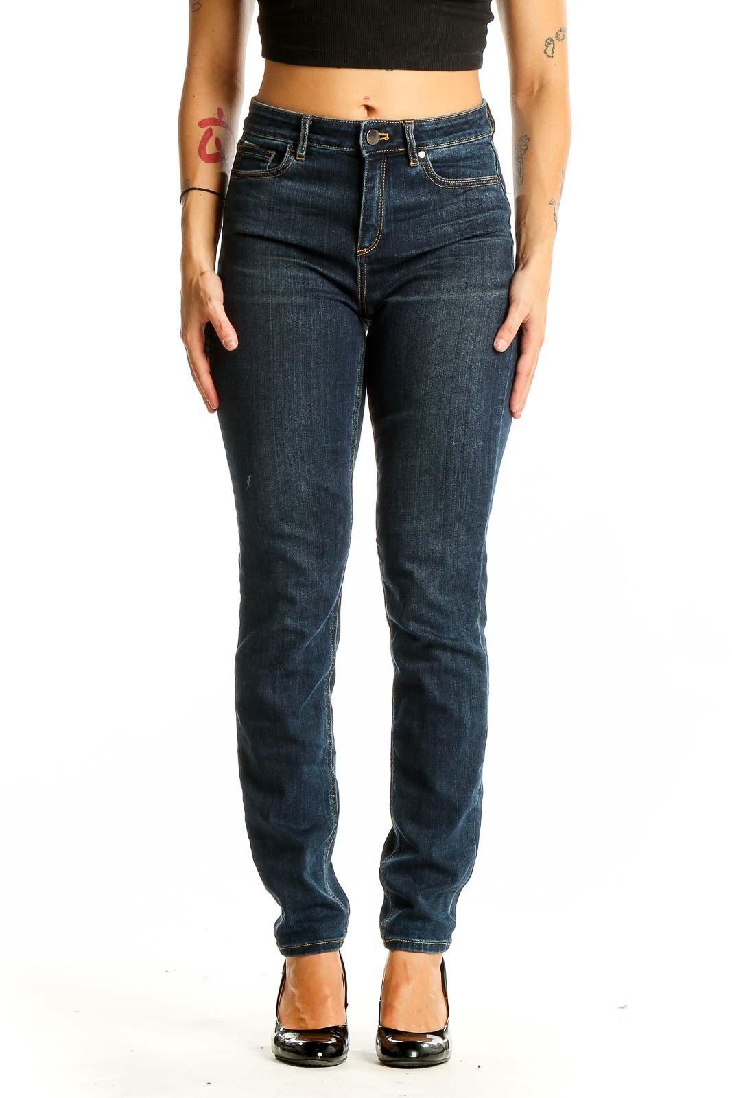 Dark Blue Slim Fit Denim Jeans Front