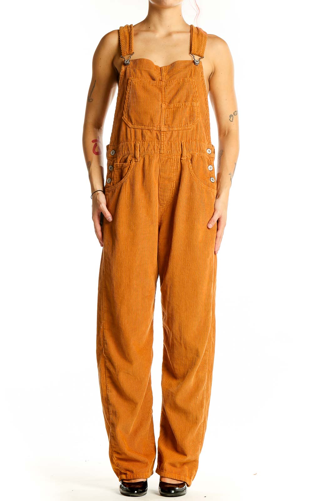 Orange Solid Jumpsuit Front