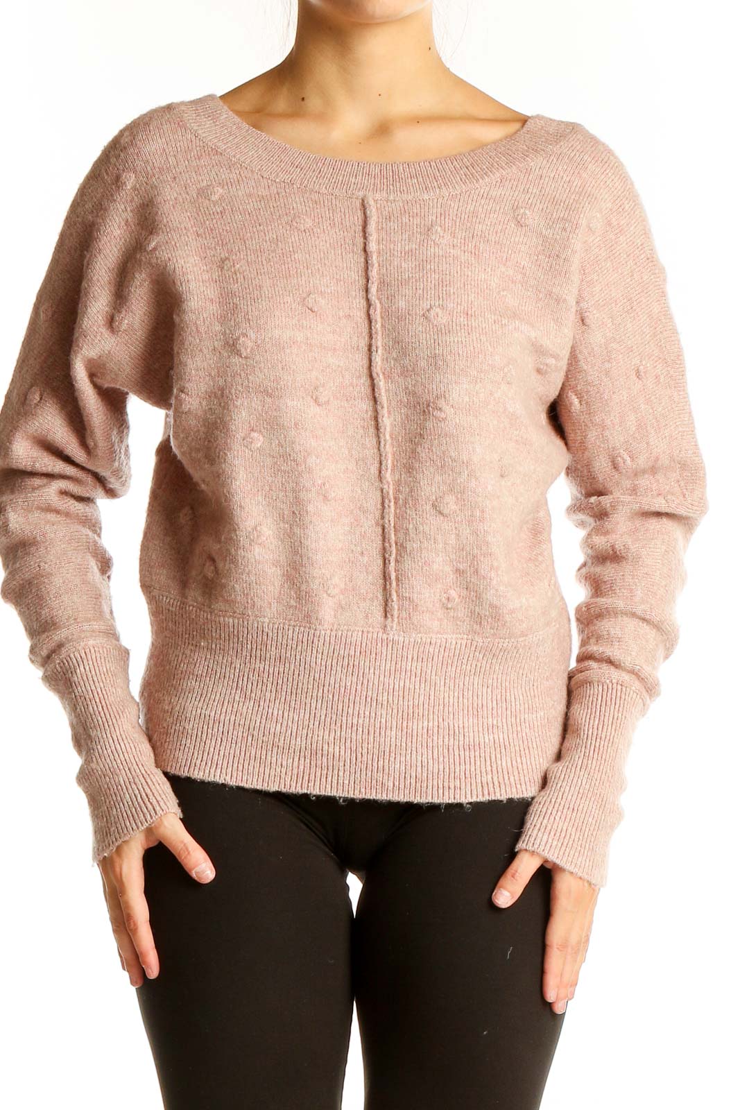 Light Pink Polka Dot Texture Sweater Front