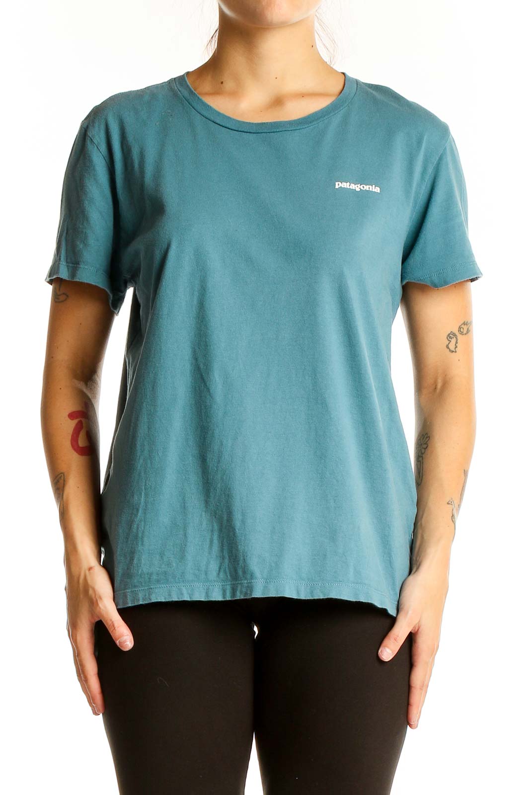 Blue Casual Graphic Tee Front