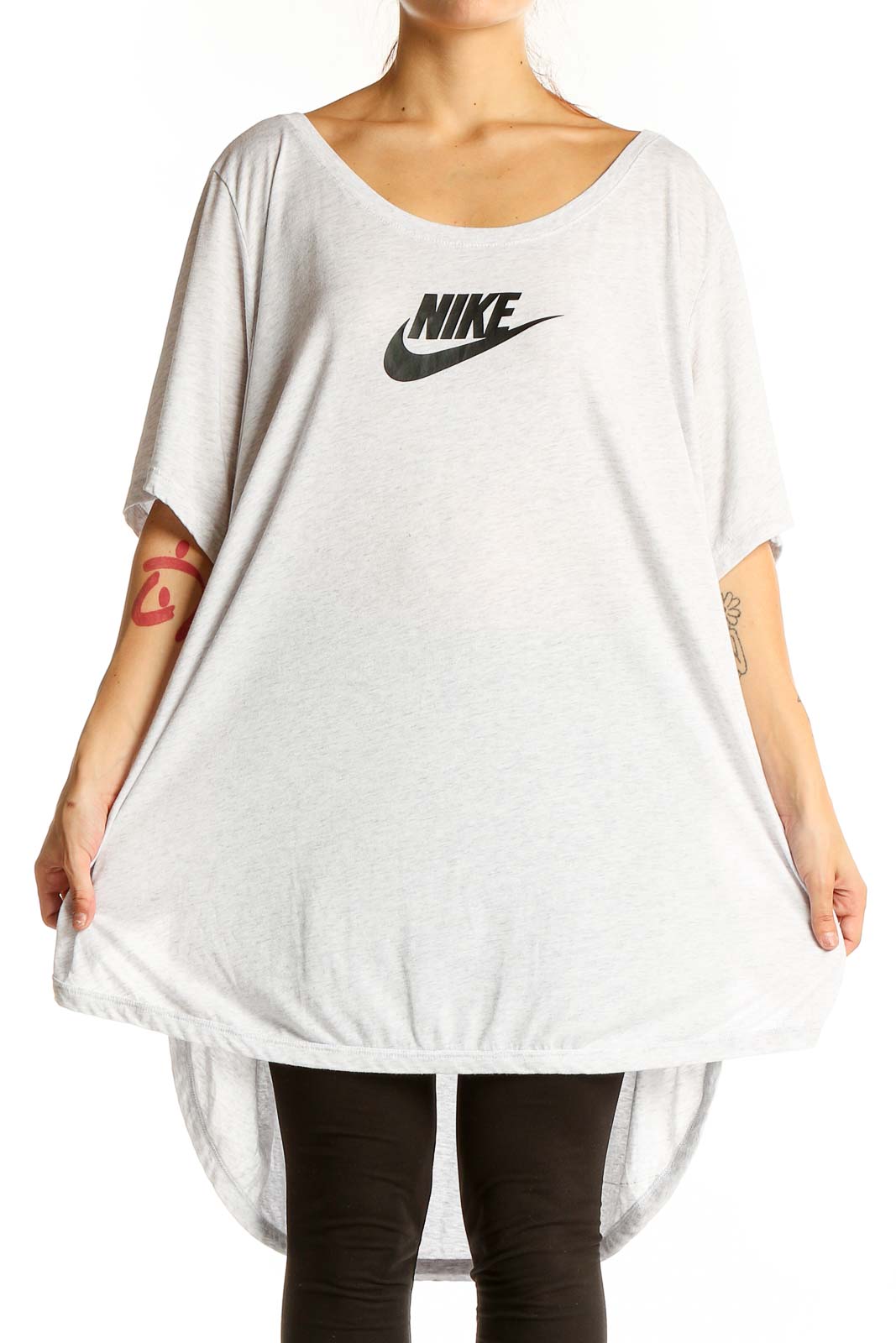 White Oversized Nike Logo T-Shirt Front