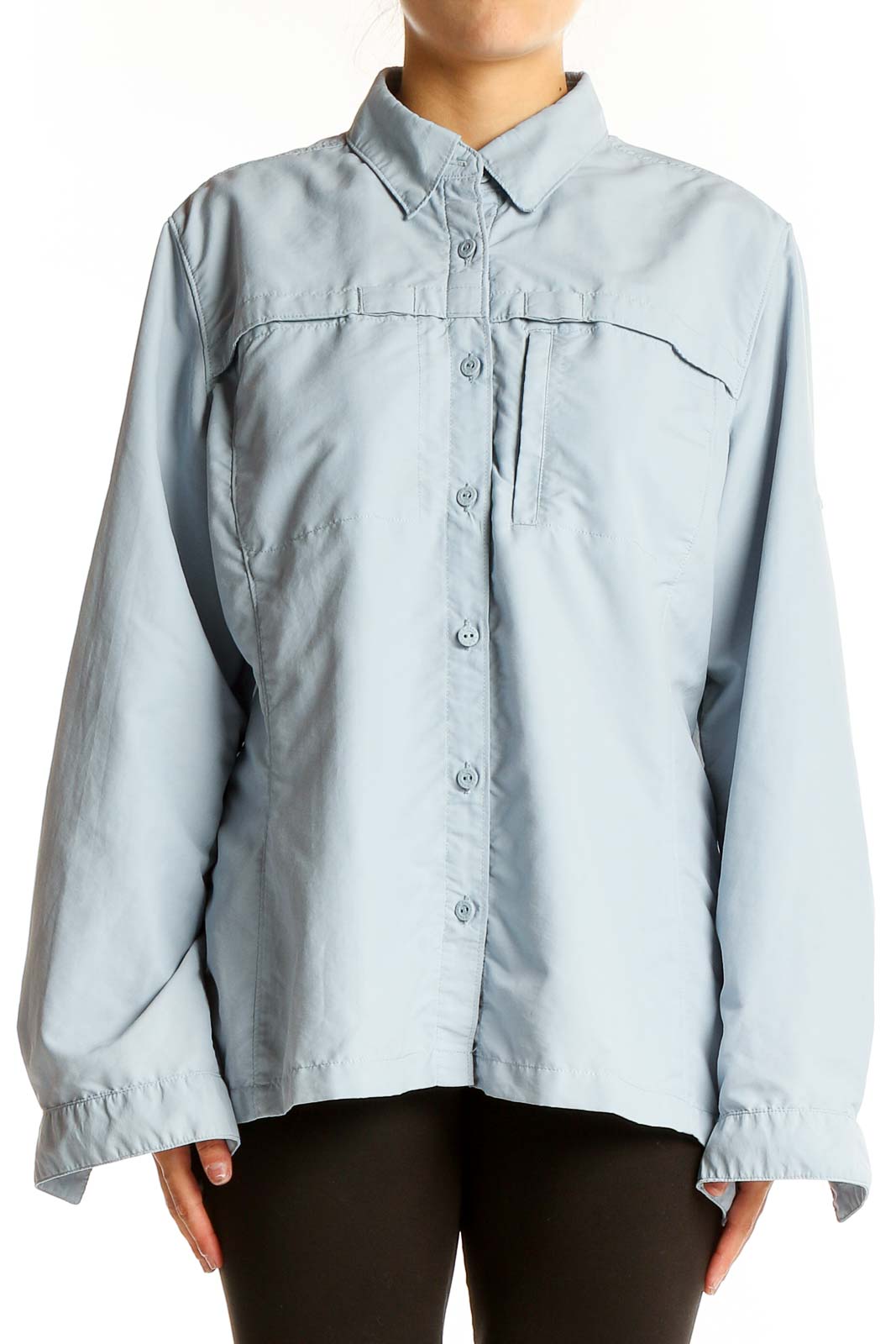 Light Blue Nylon-Polyester Outdoor Shirt Front