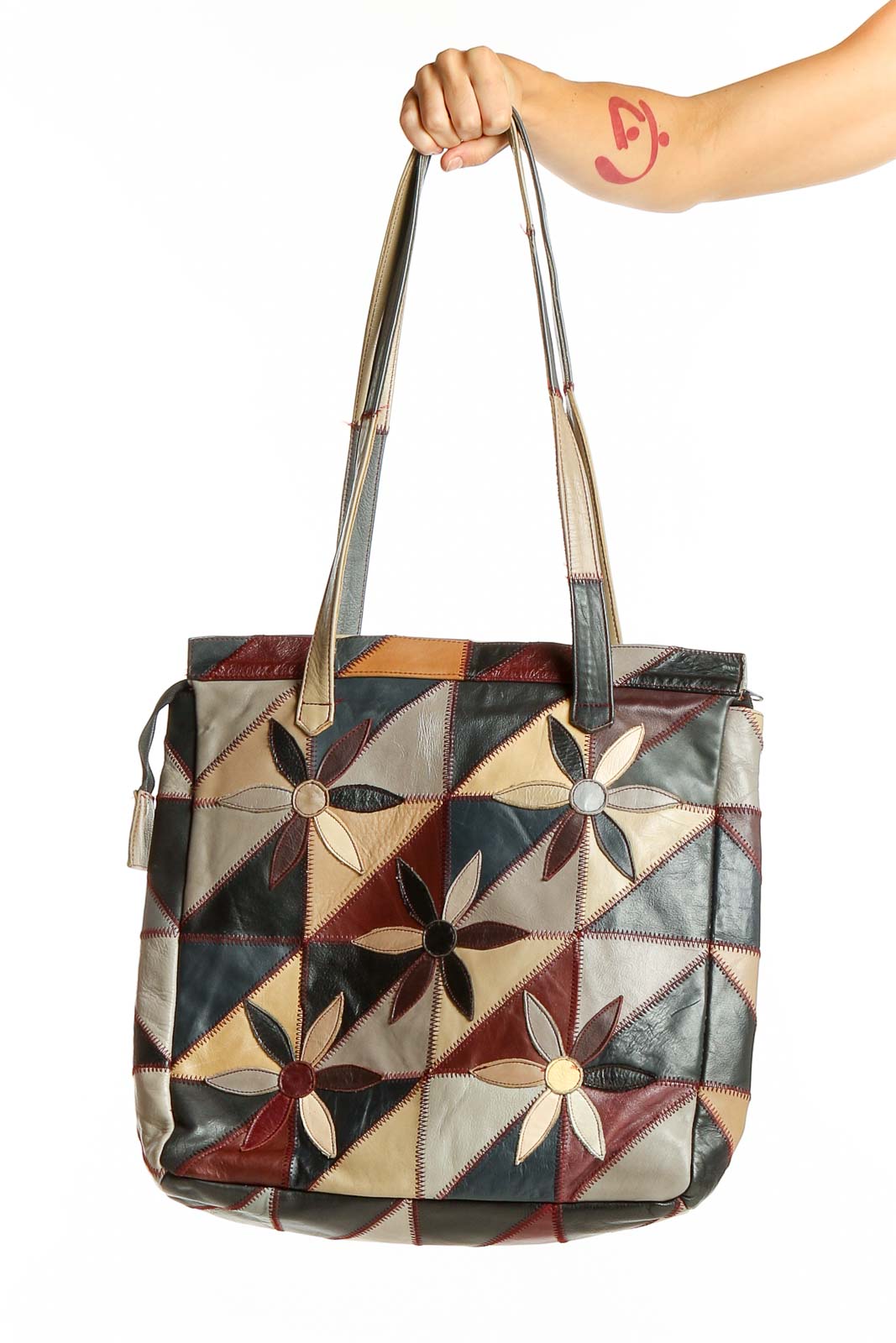 Multicolor Patchwork Leather Tote Bag Front