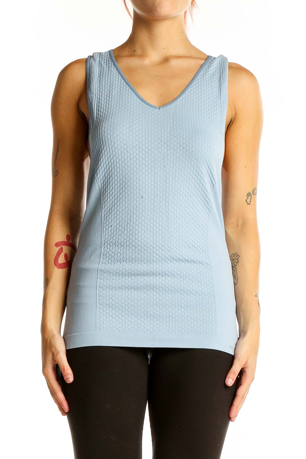 Light Blue Textured Racerback Tank Top Front