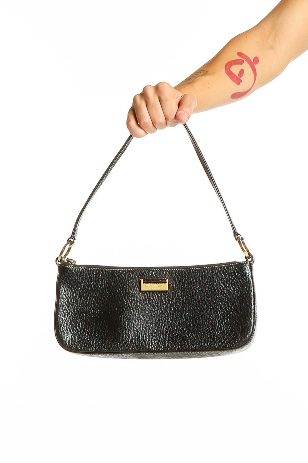 Black Vintage Baguette Shoulder Bag Front