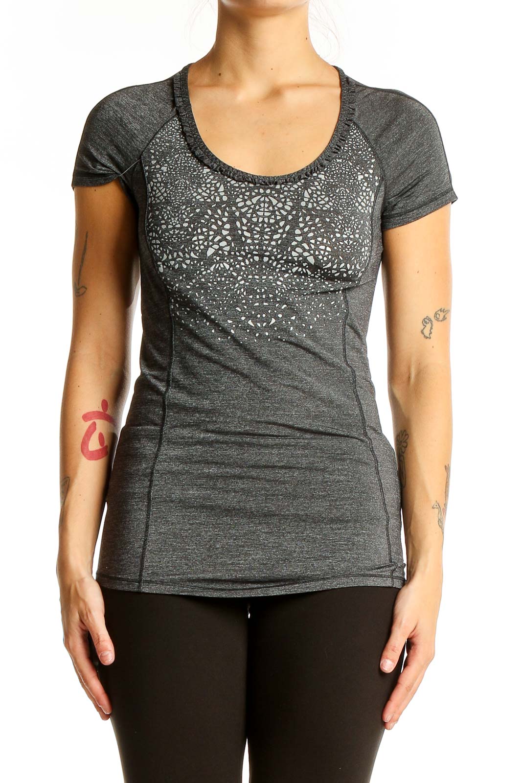 Gray Patterned Performance Top Front