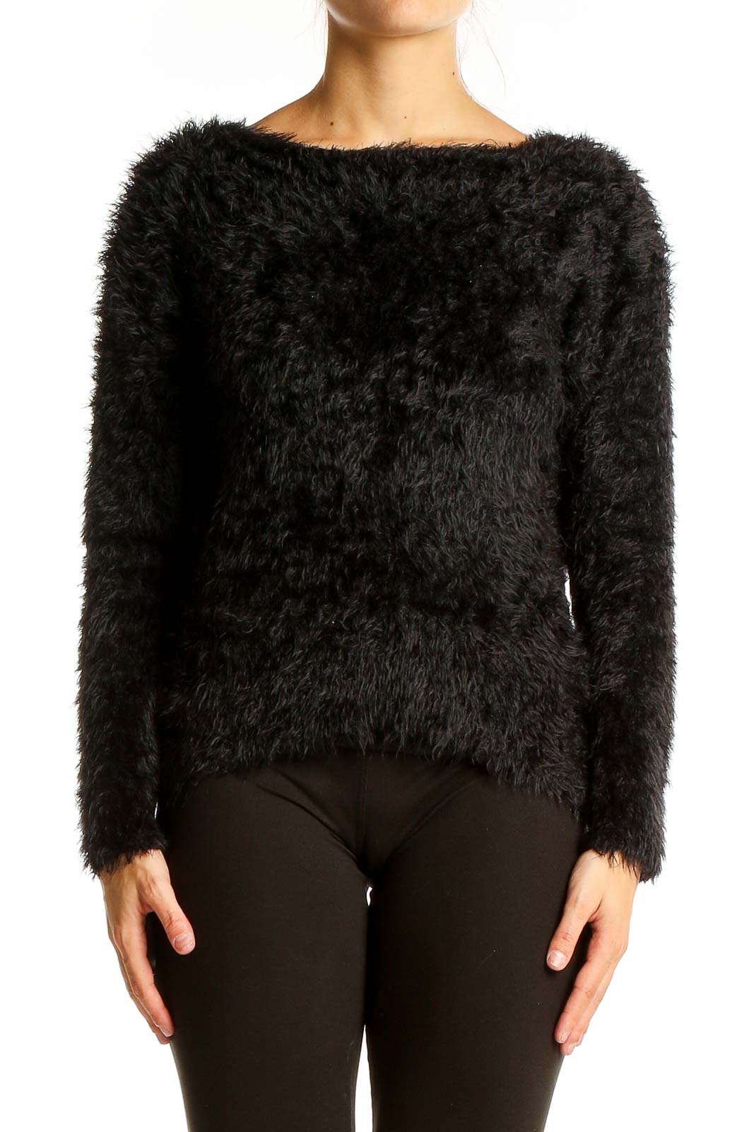 Black Fuzzy Sweater Front