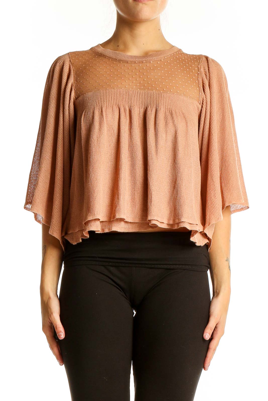 Blush Flowy Cropped Blouse Front