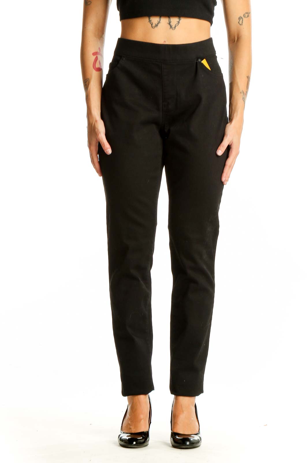 Black Straight-Leg Dress Pants Front