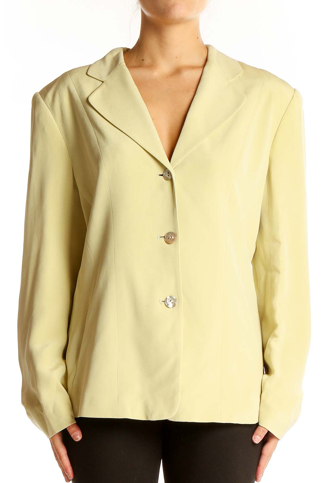 Yellow Acetate-Silk Blend Blazer Front