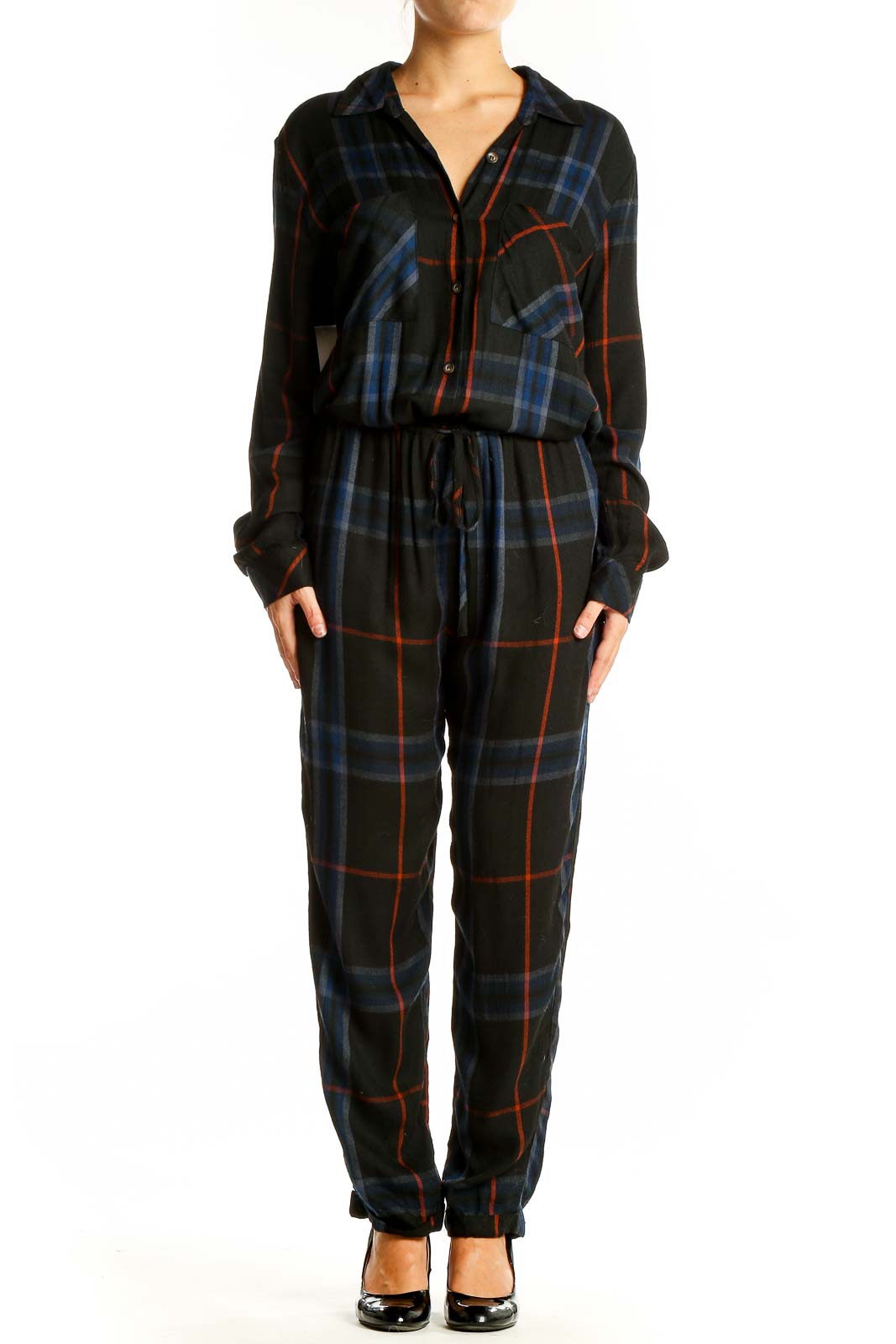 Black Blue Red Plaid Jumper Front