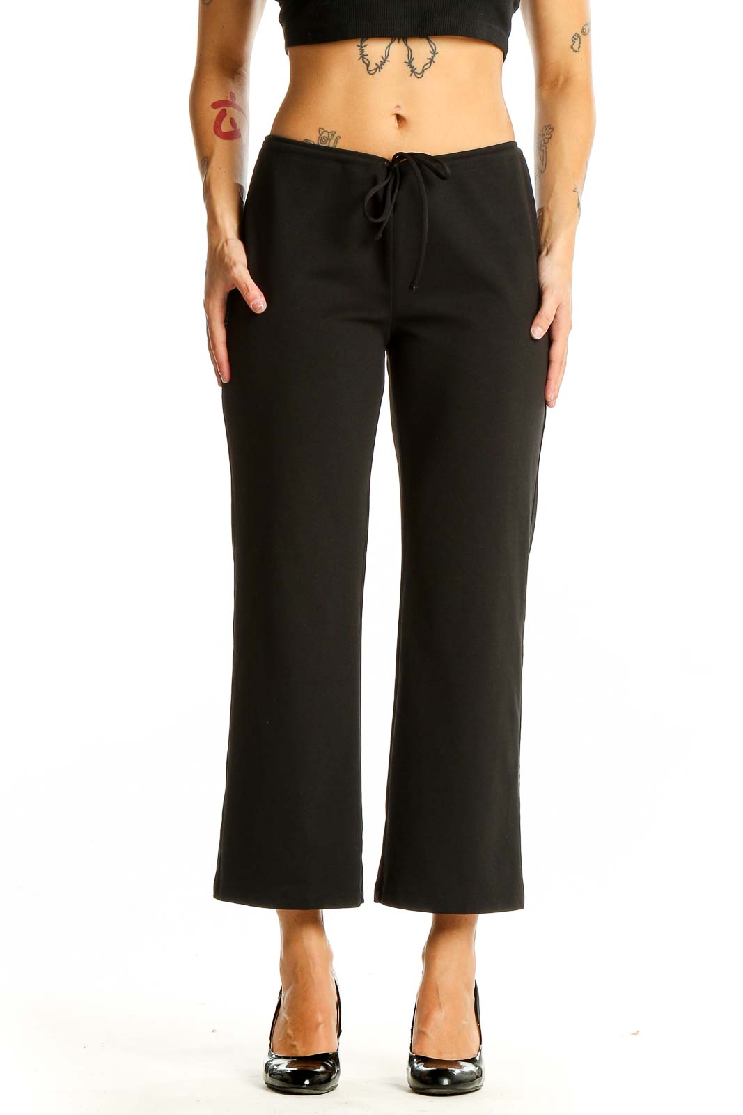 Black Drawstring Pants Front
