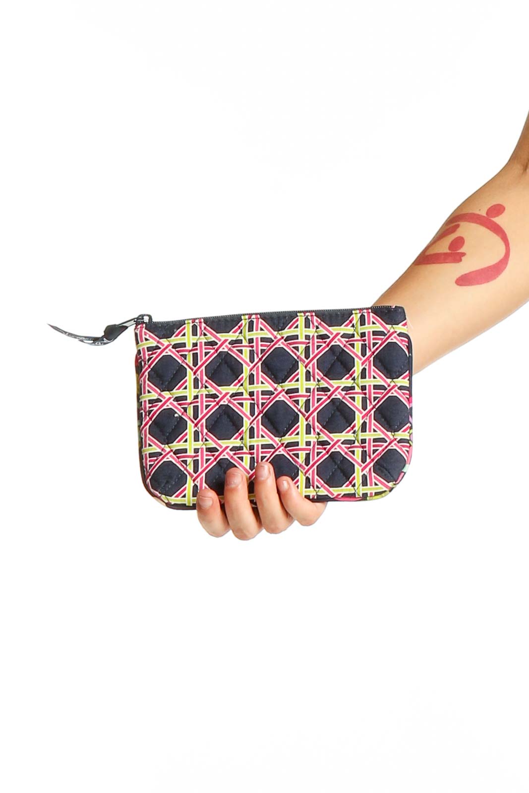 Black and Pink Patterned Clutch Front