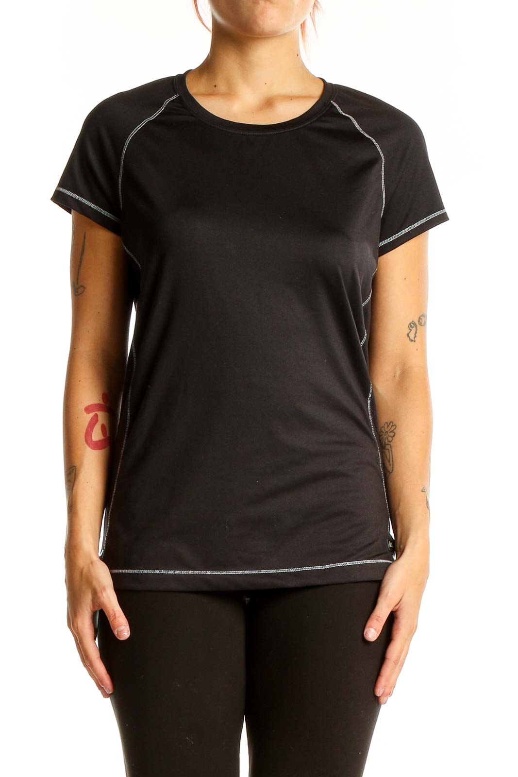 Black Performance Short Sleeve Top Front
