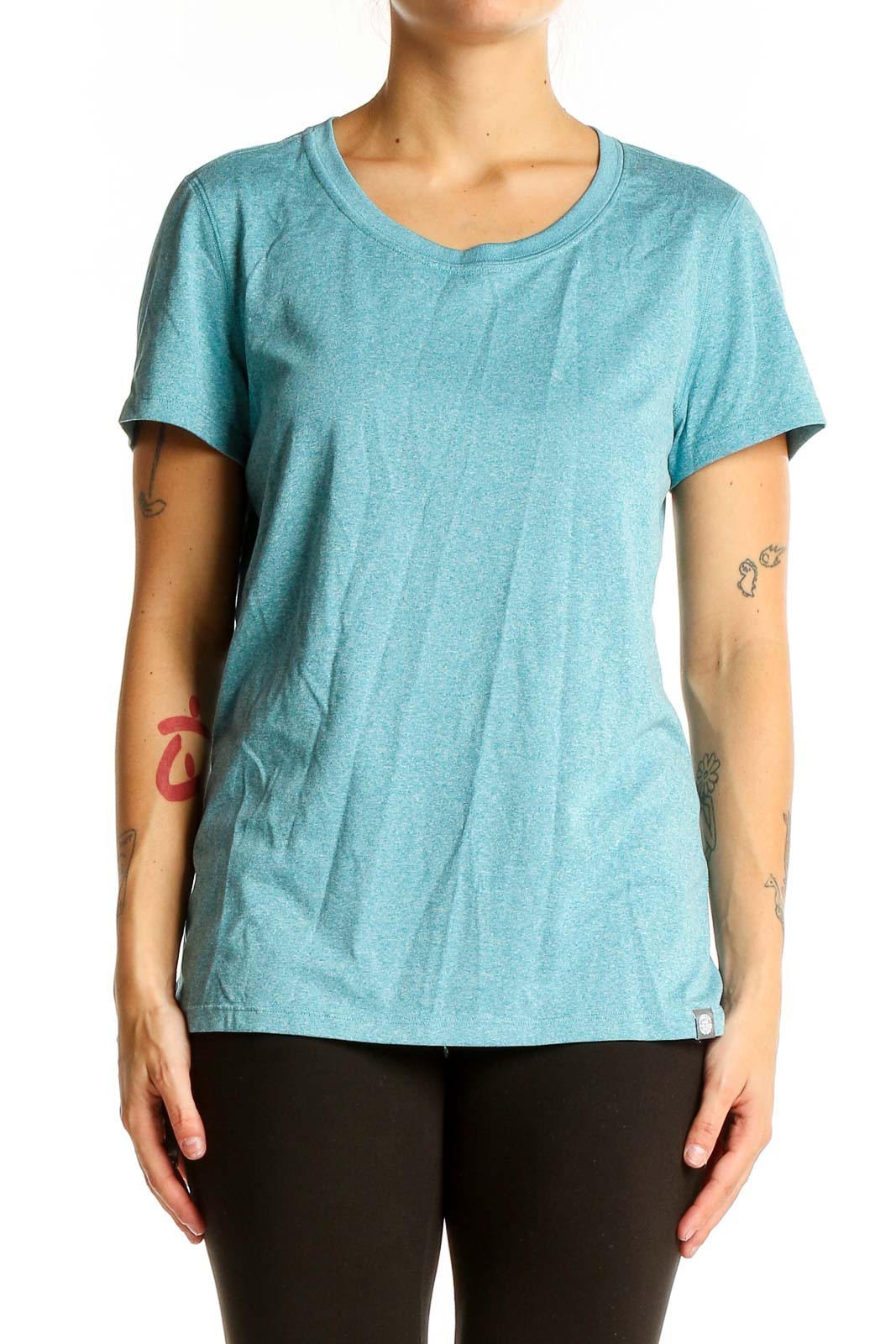 Teal Polyester Athletic T-Shirt Front