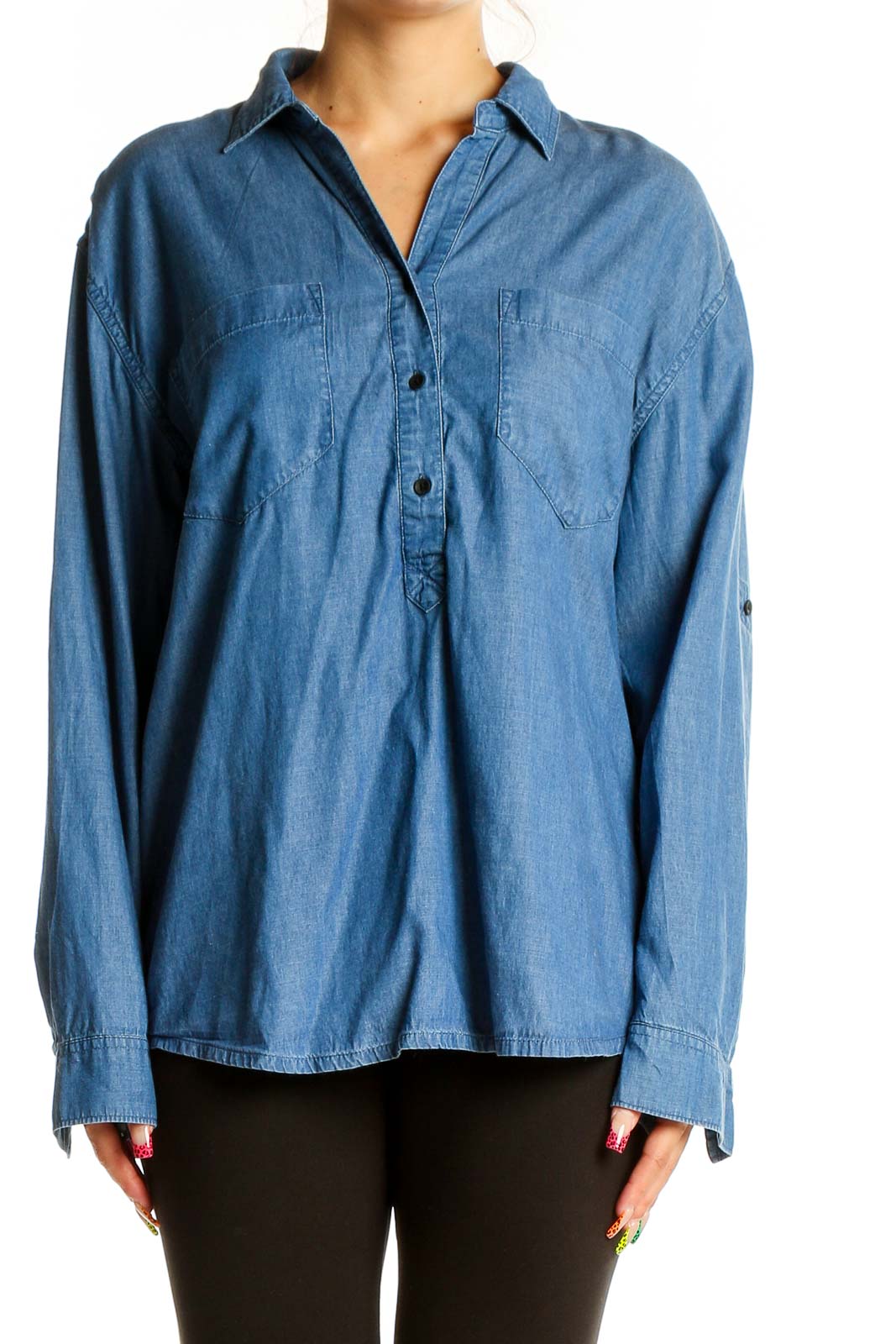 Blue Long Sleeve Shirt Front