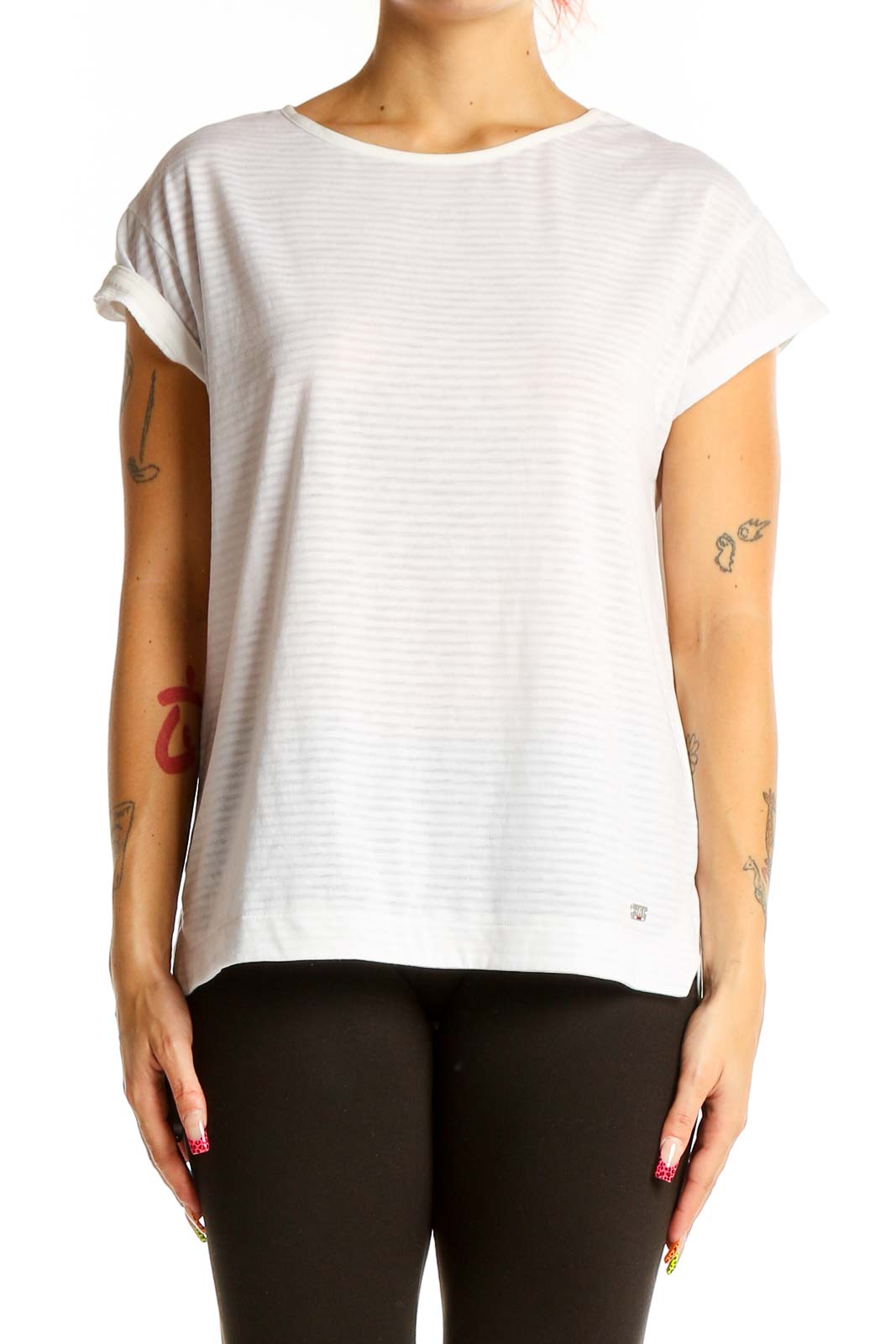 White Striped Performance Top Front