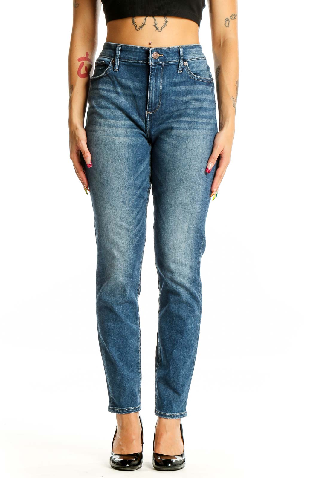 Blue Classic Straight Leg Jeans Front