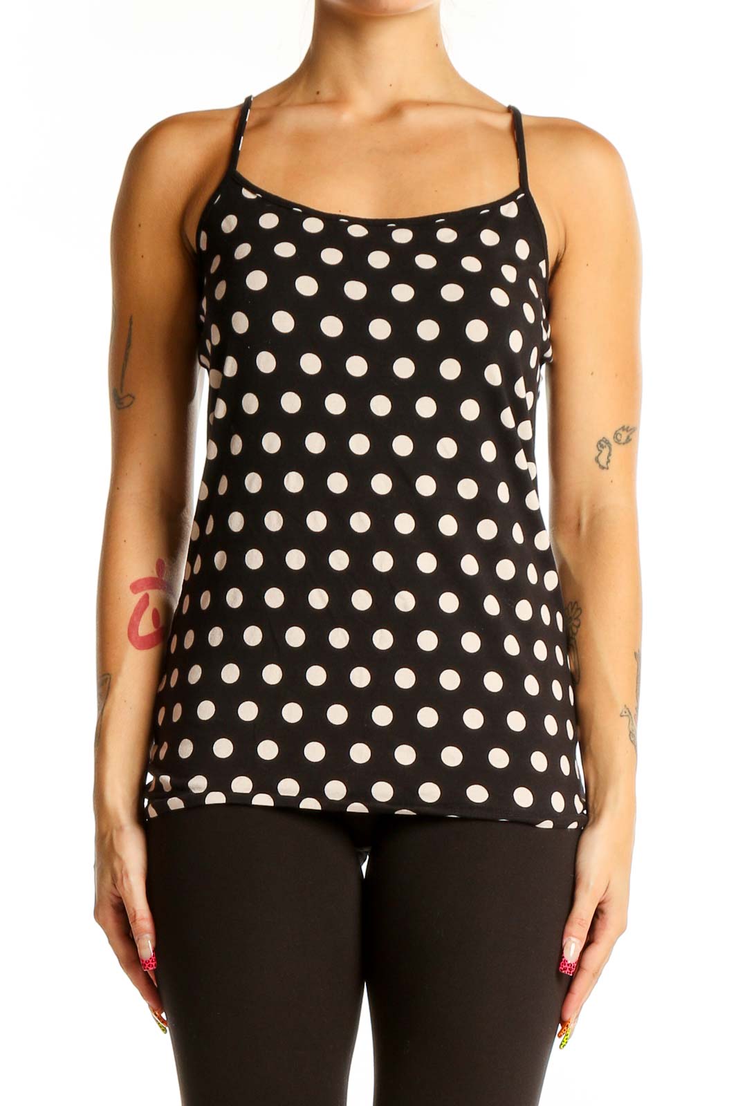 Black and White Polka Dot Camisole Front