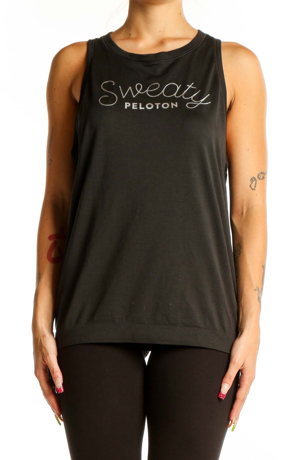 Black Sleeveless Workout Tank Top Front