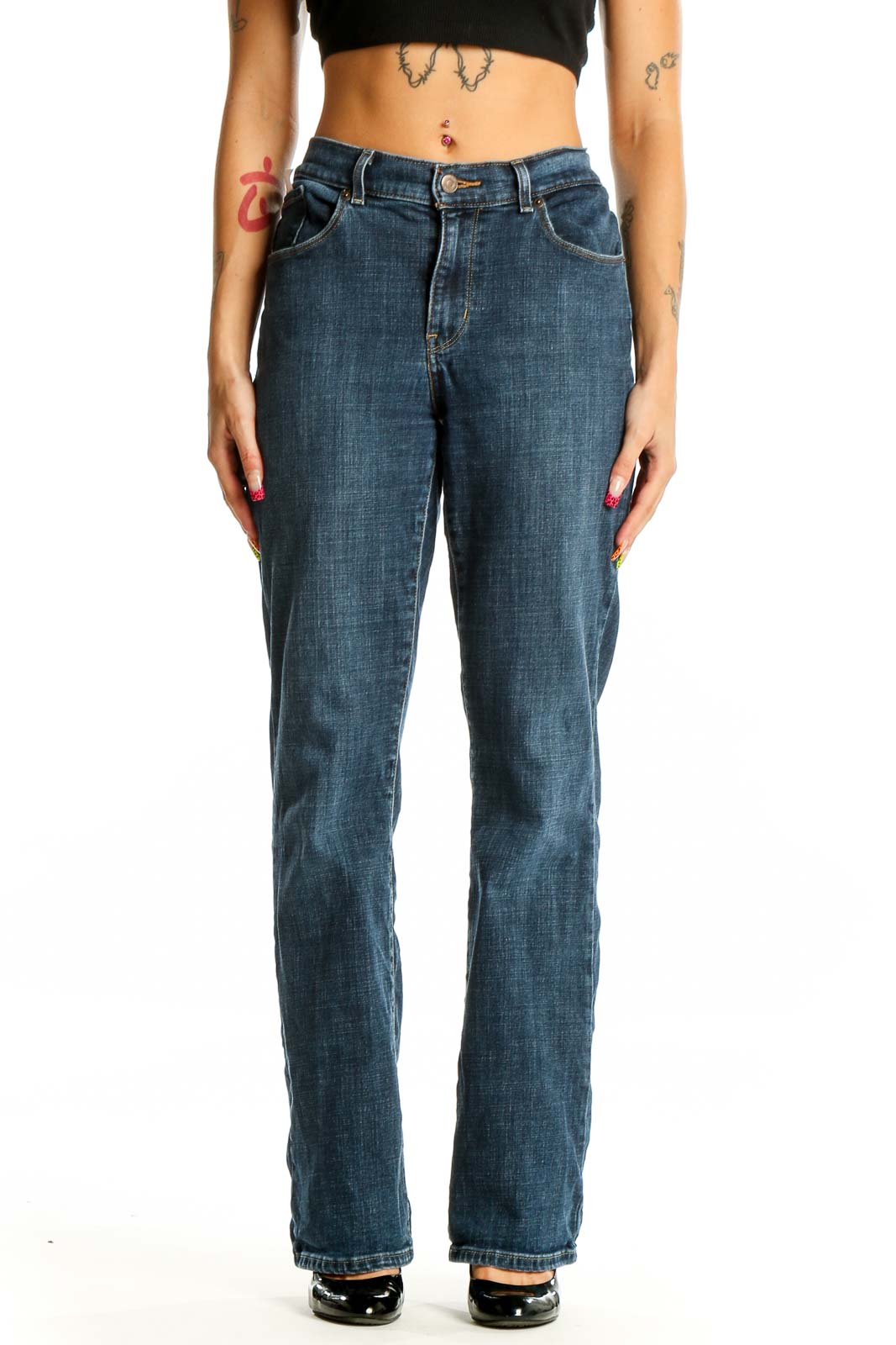 Blue Dark Rinse Jeans Front