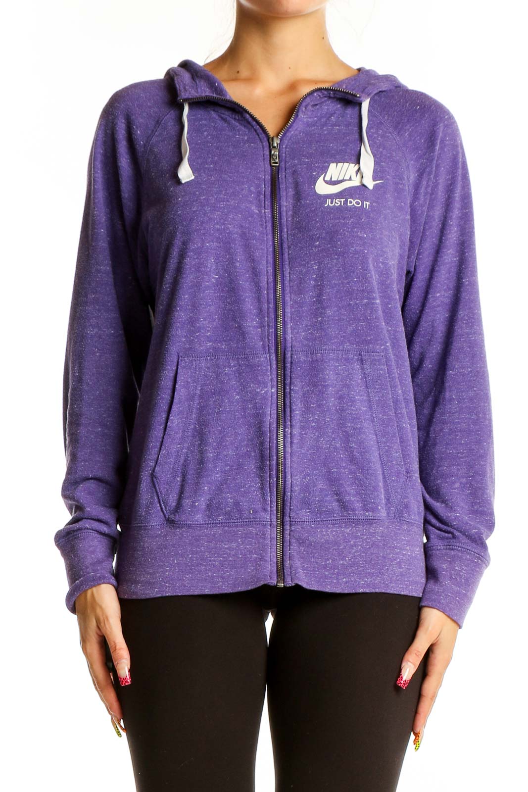 Purple Heathered Zip-Up Hoodie Front
