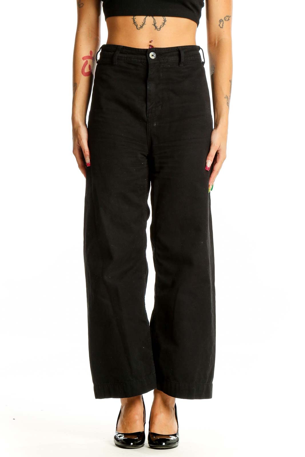 Black Wide Leg Pants Front