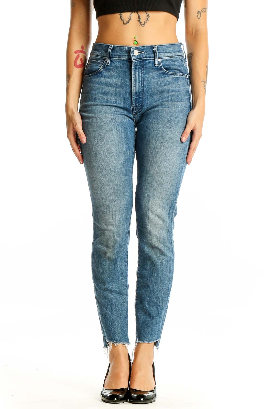 Blue High-Rise Skinny Jeans Front