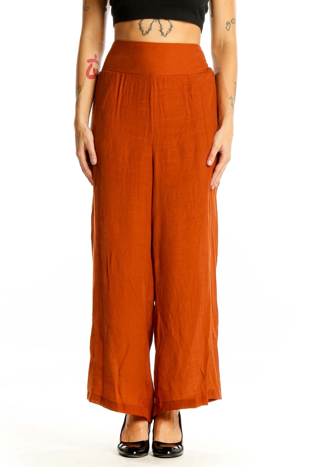 Rust Wide-Leg Palazzo Pants Front