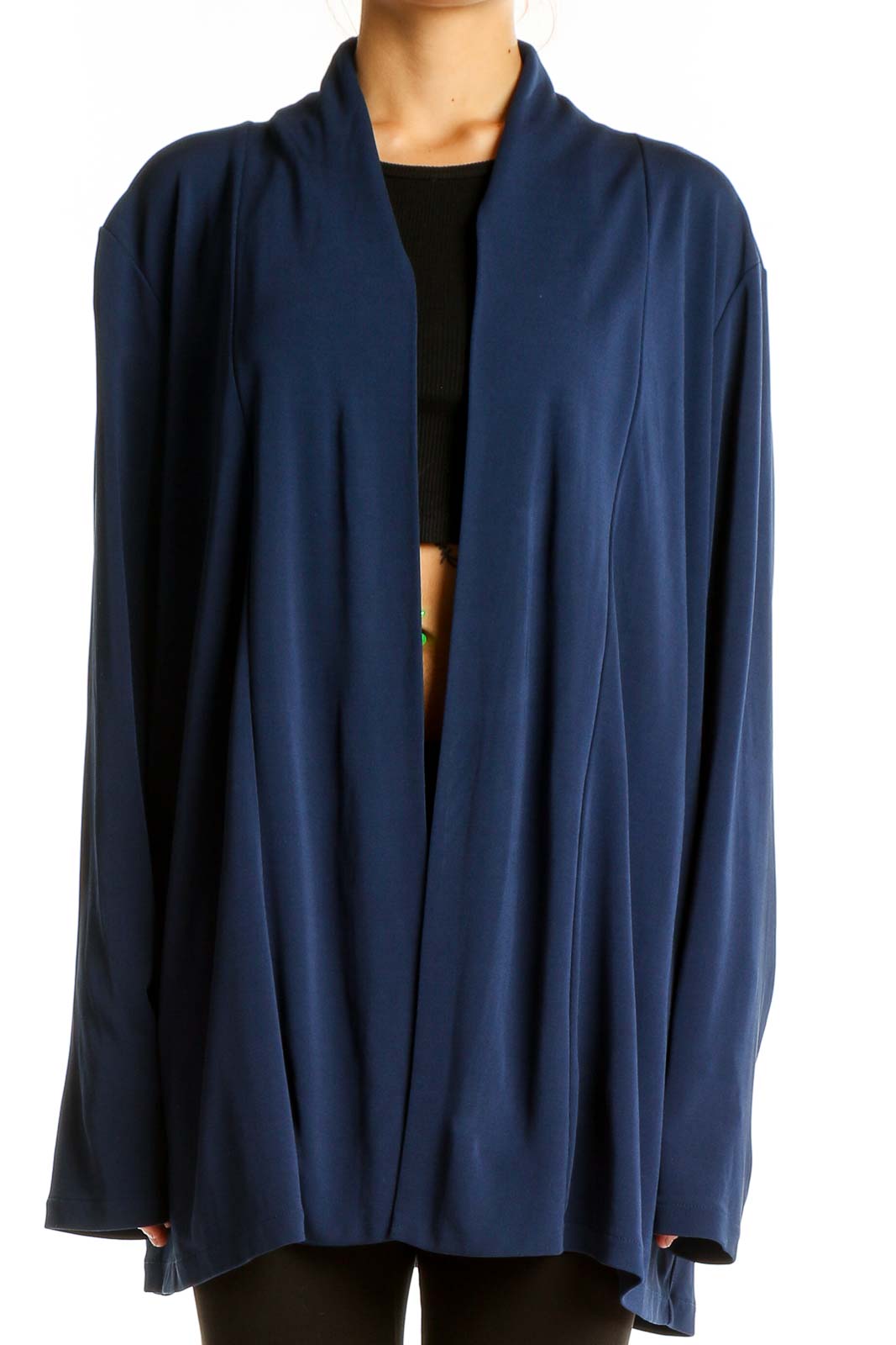 Navy Open Front Cardigan Front