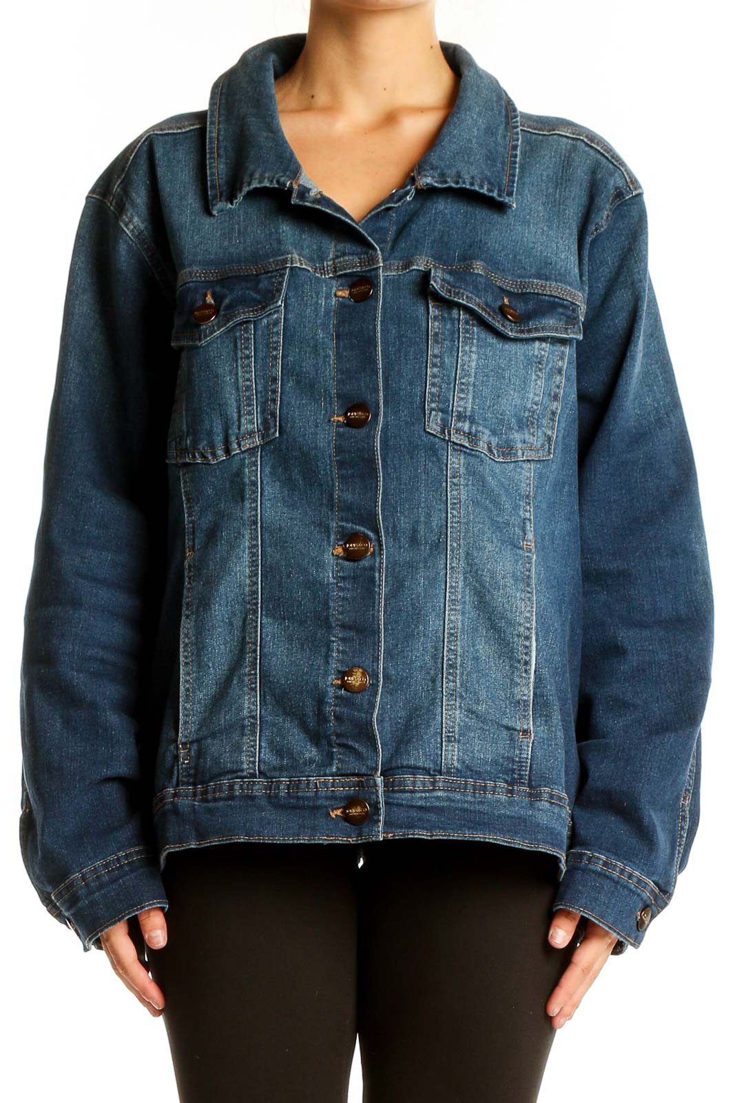 Blue Oversized Denim Jacket Front