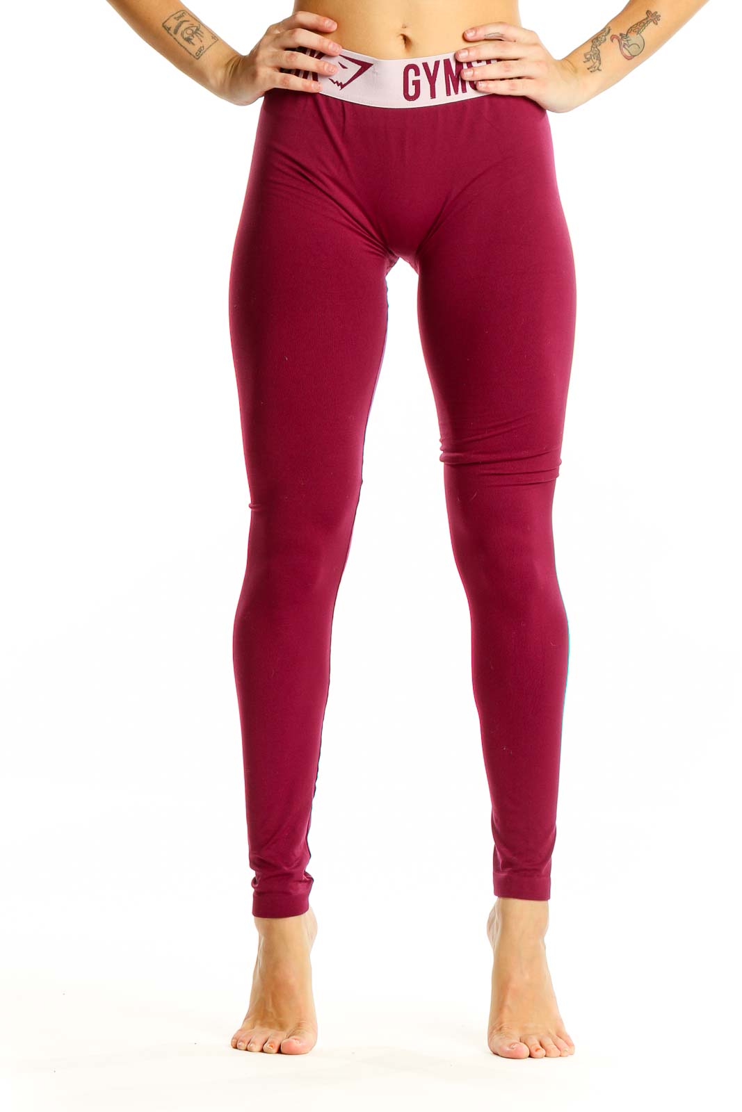 Burgundy High-Waisted Compression Leggings Front