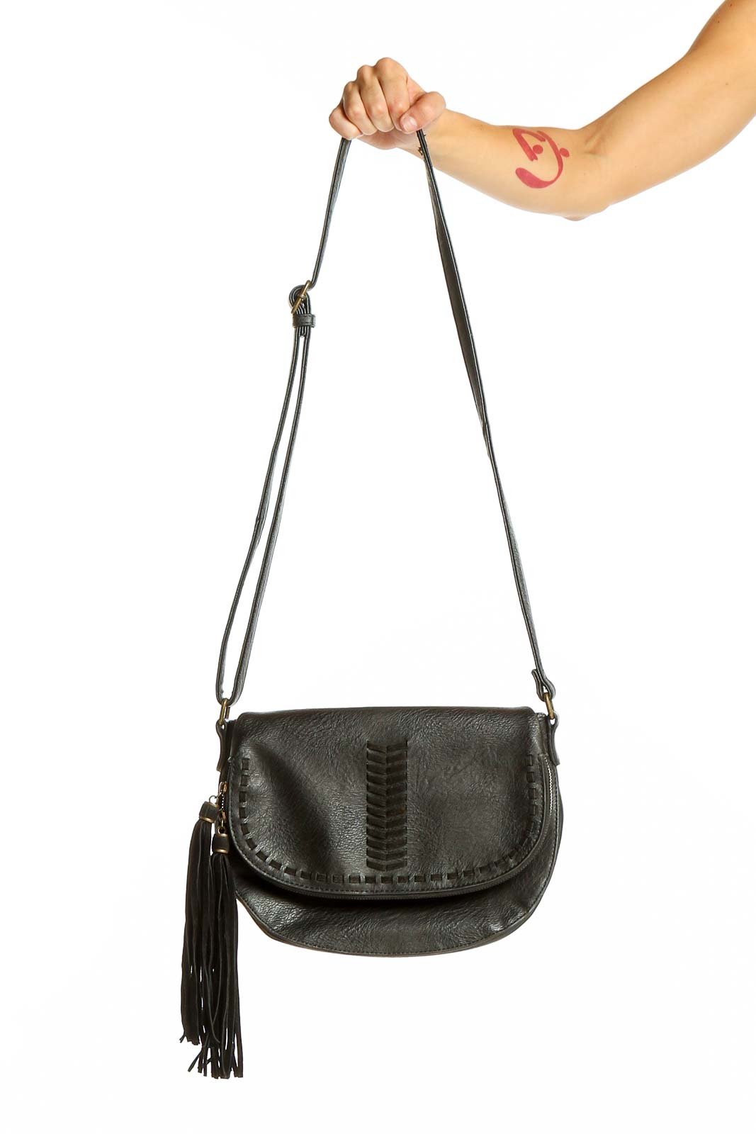 Black Tassel Crossbody Bag Front