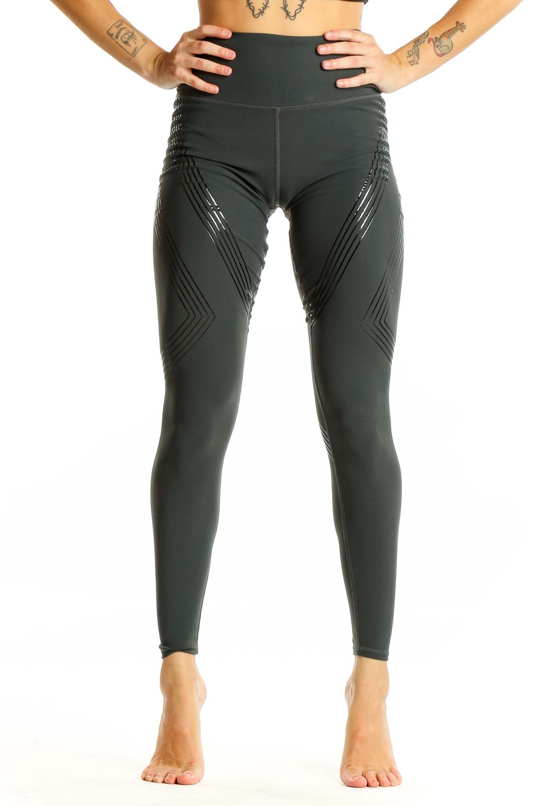 Dark Green High-Waisted Performance Leggings Front