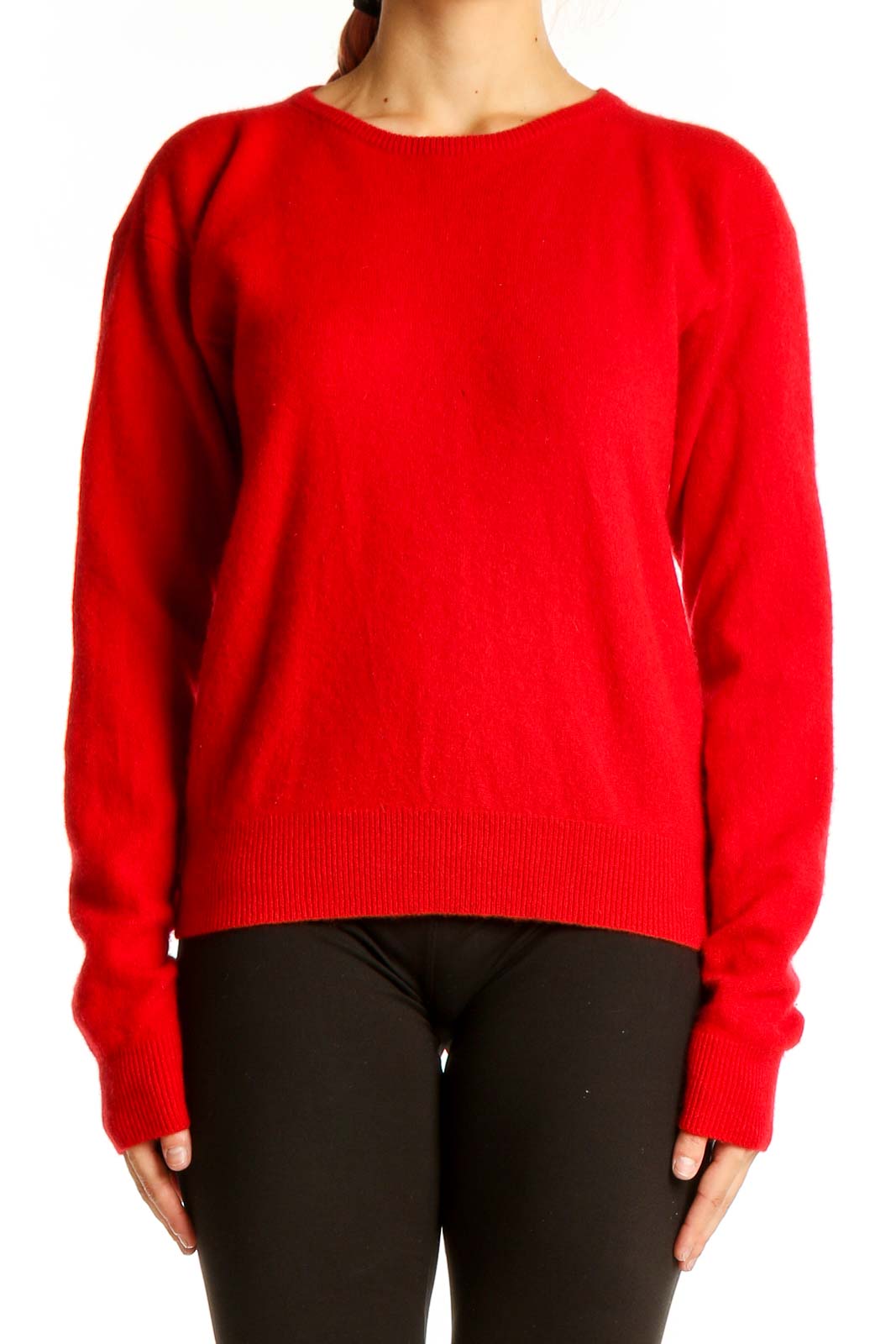 Red Cashmere Crewneck Sweater Front