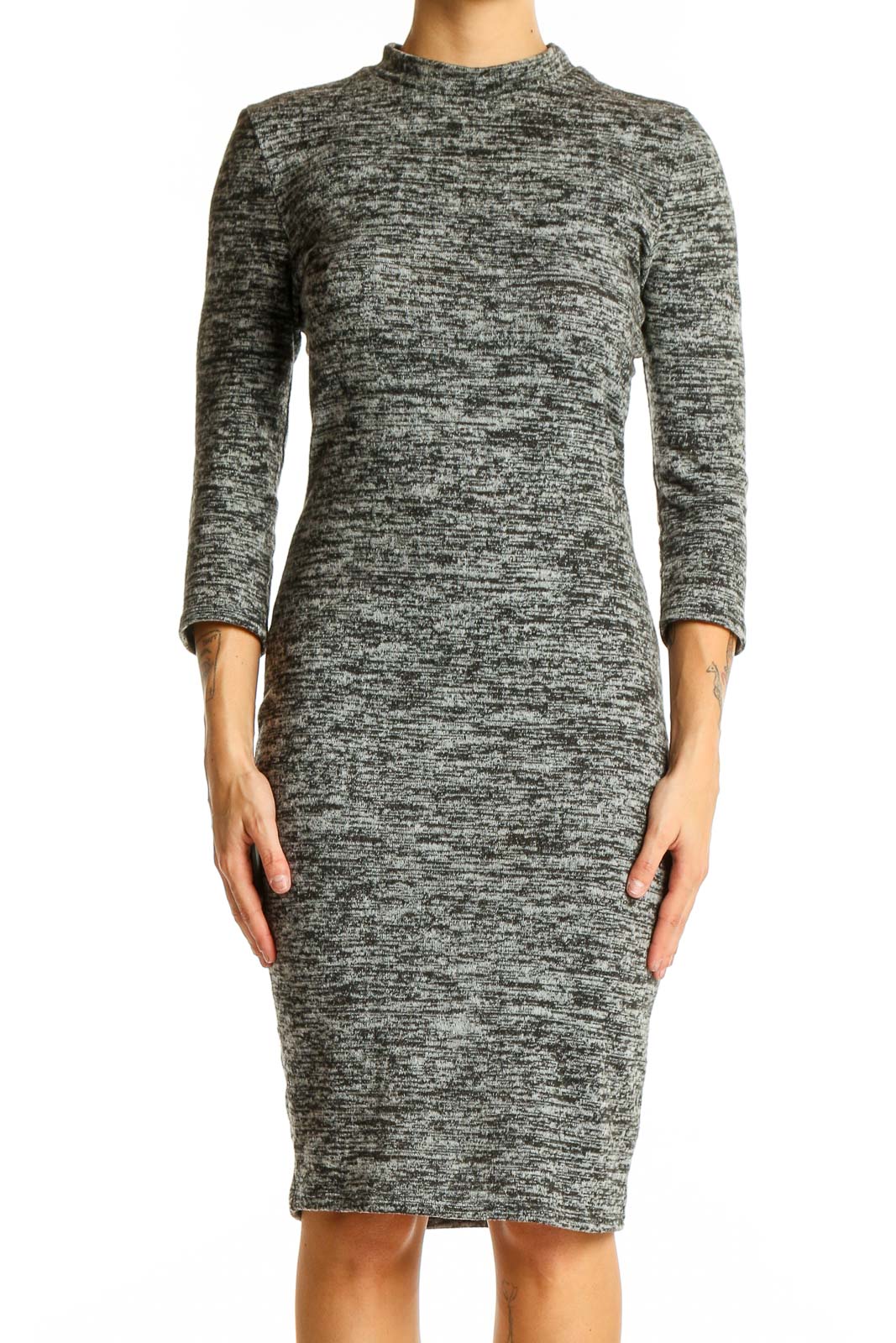 Gray Marled Bodycon Midi Dress Front
