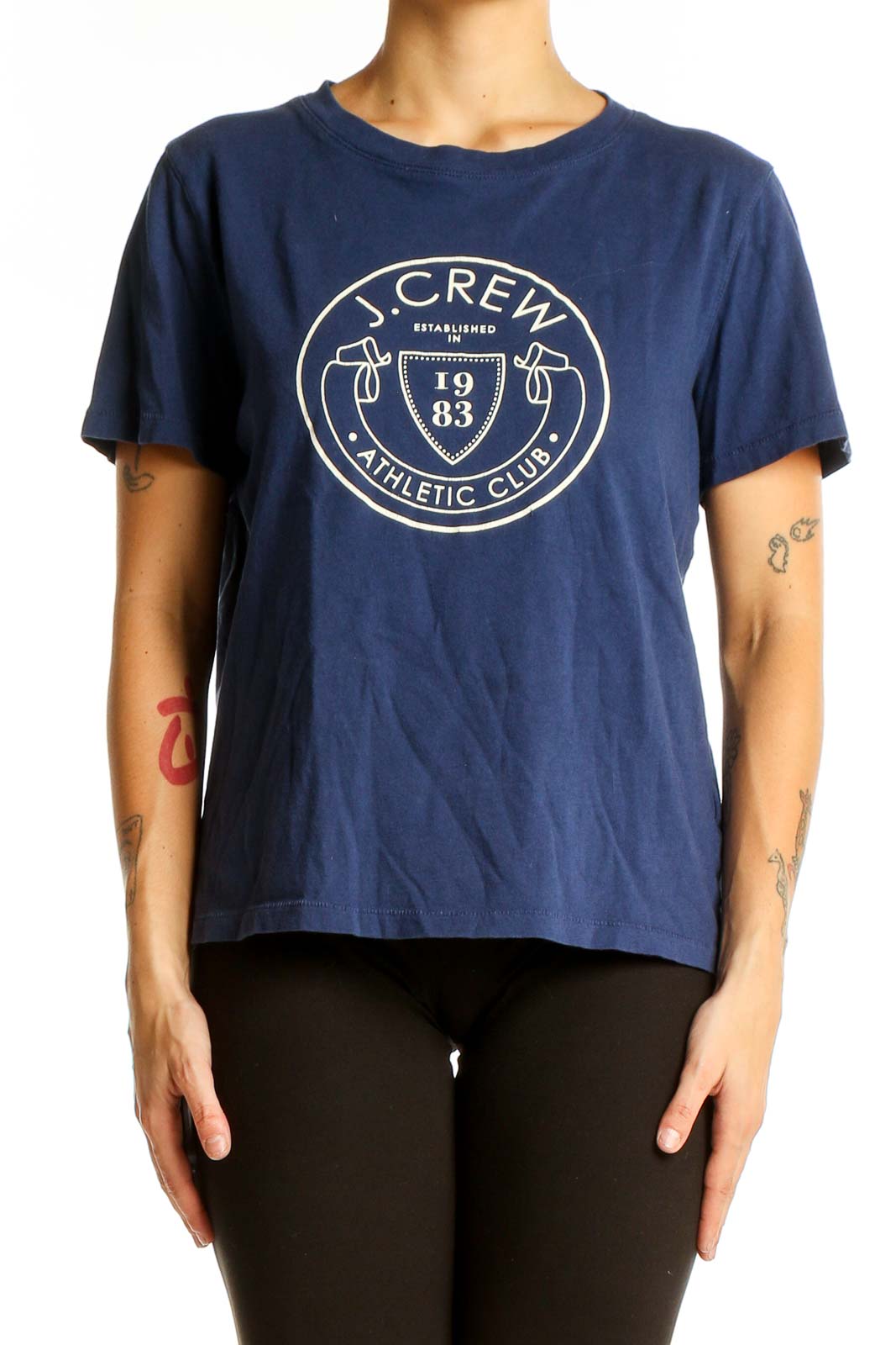 Navy Graphic Athletic Club T-Shirt Front