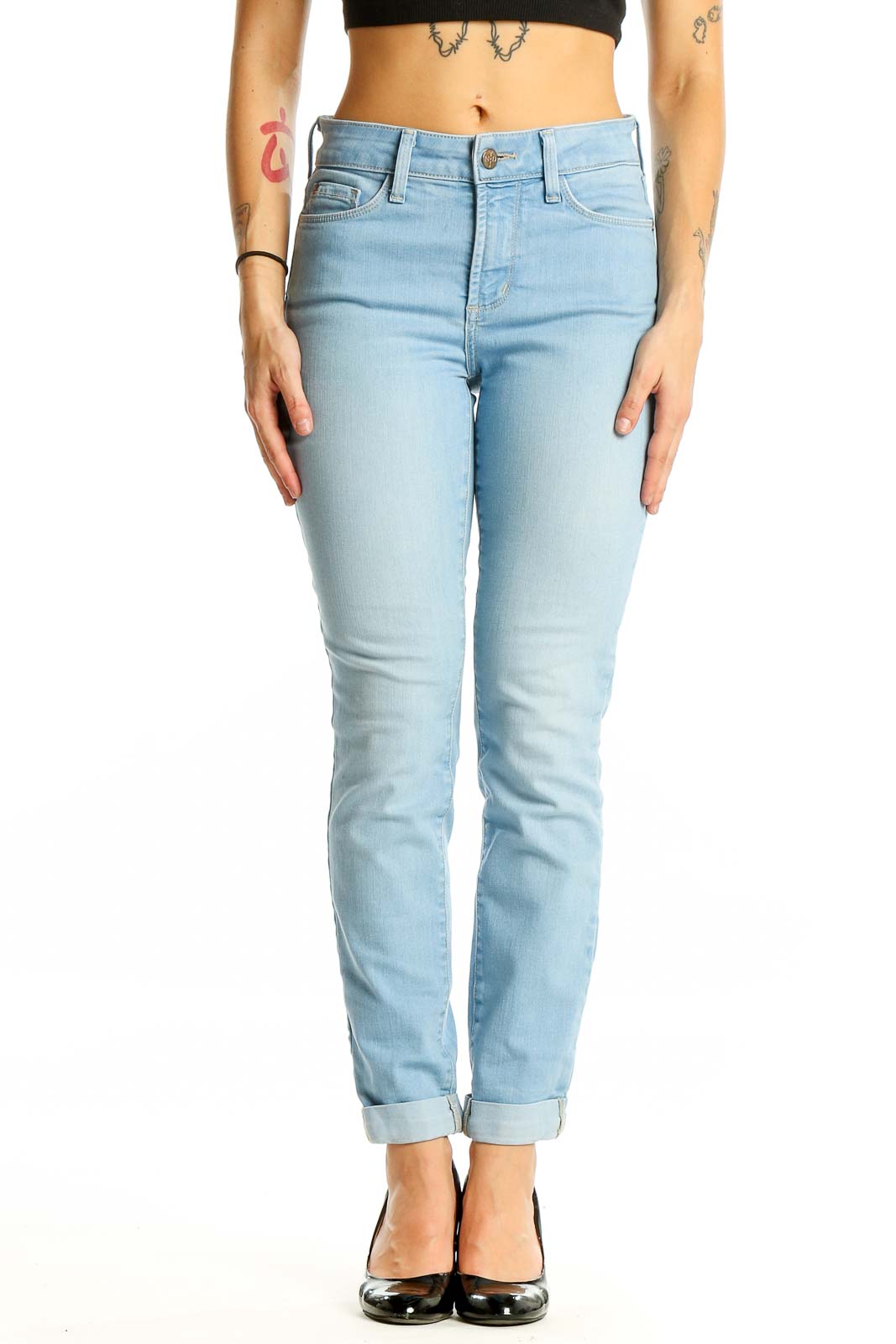 Light Blue Slim Fit Ankle Jeans Front
