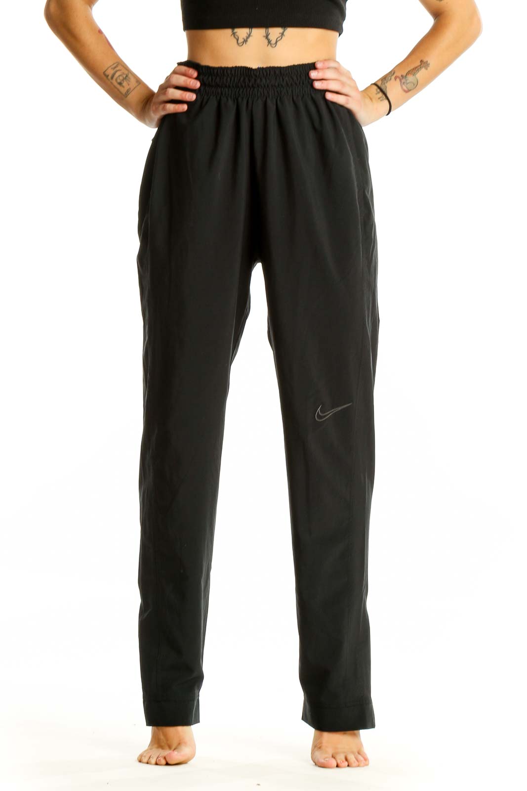 Black Relaxed Fit Activewear Pants Front