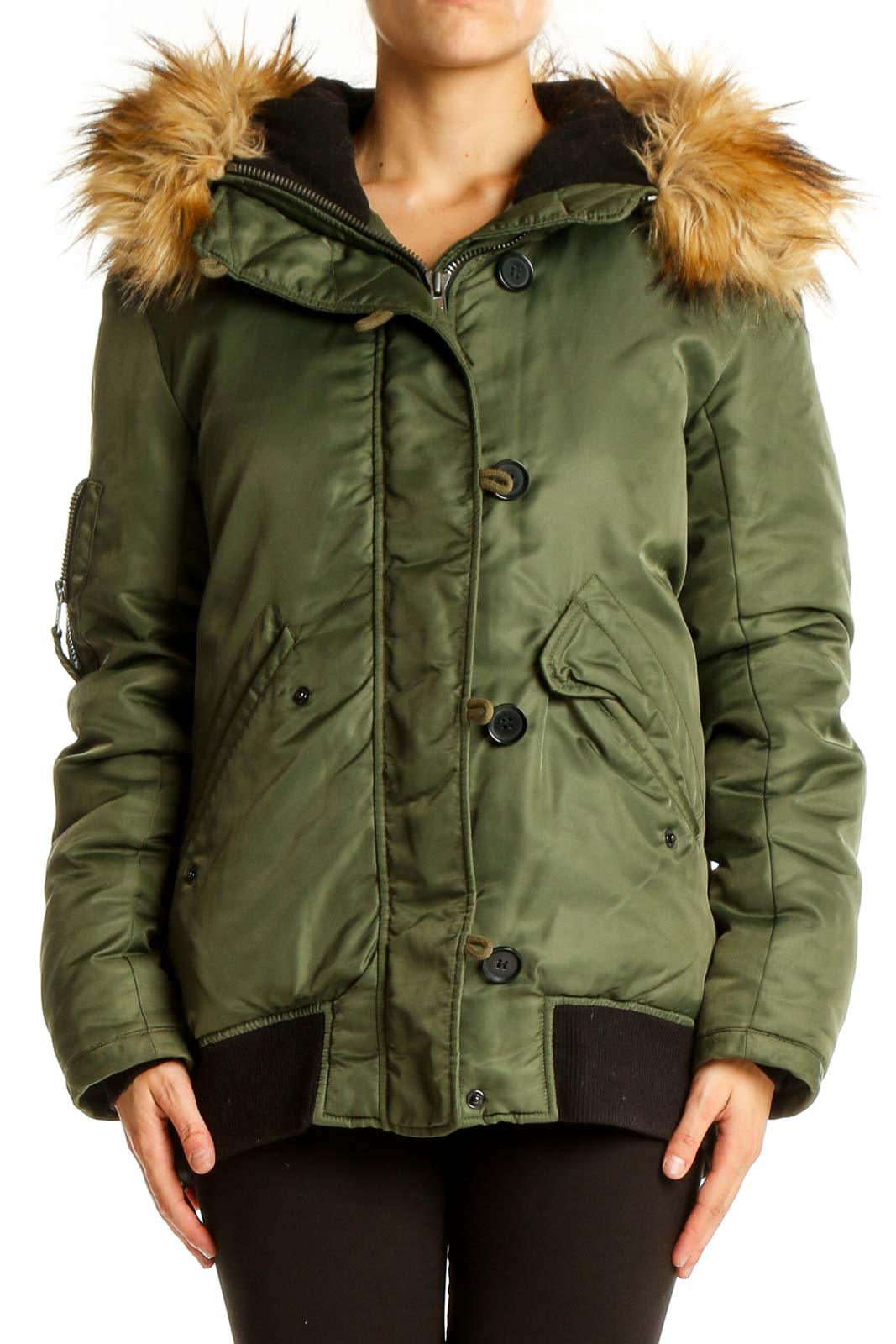 Green Puffer Jacket Front
