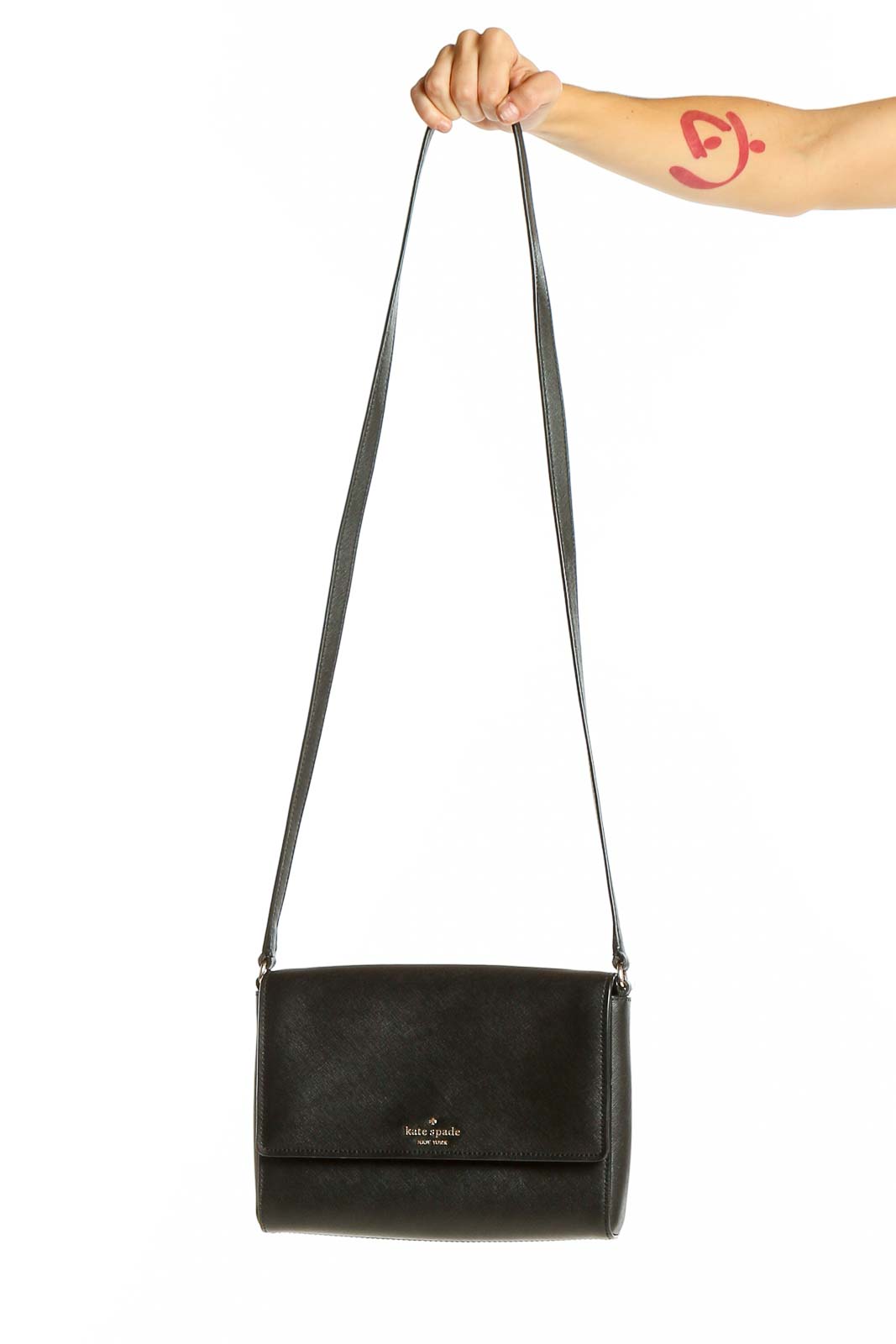 Black Leather Crossbody Bag Front