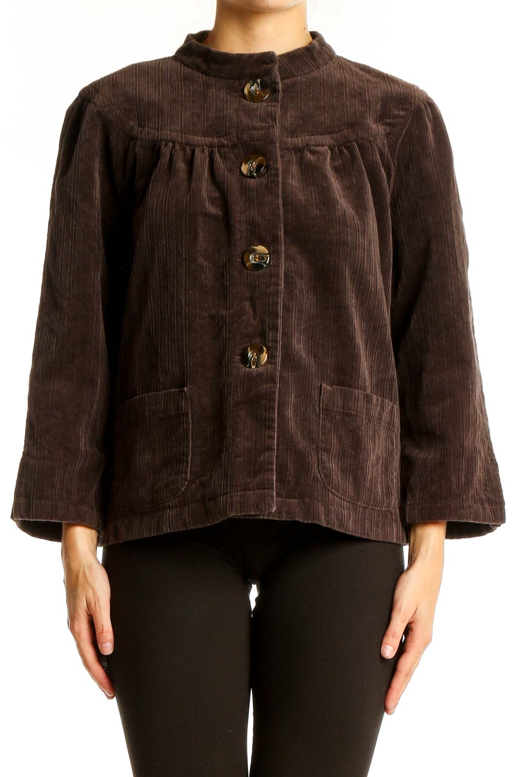 Brown Corduroy Button-Up Jacket Front
