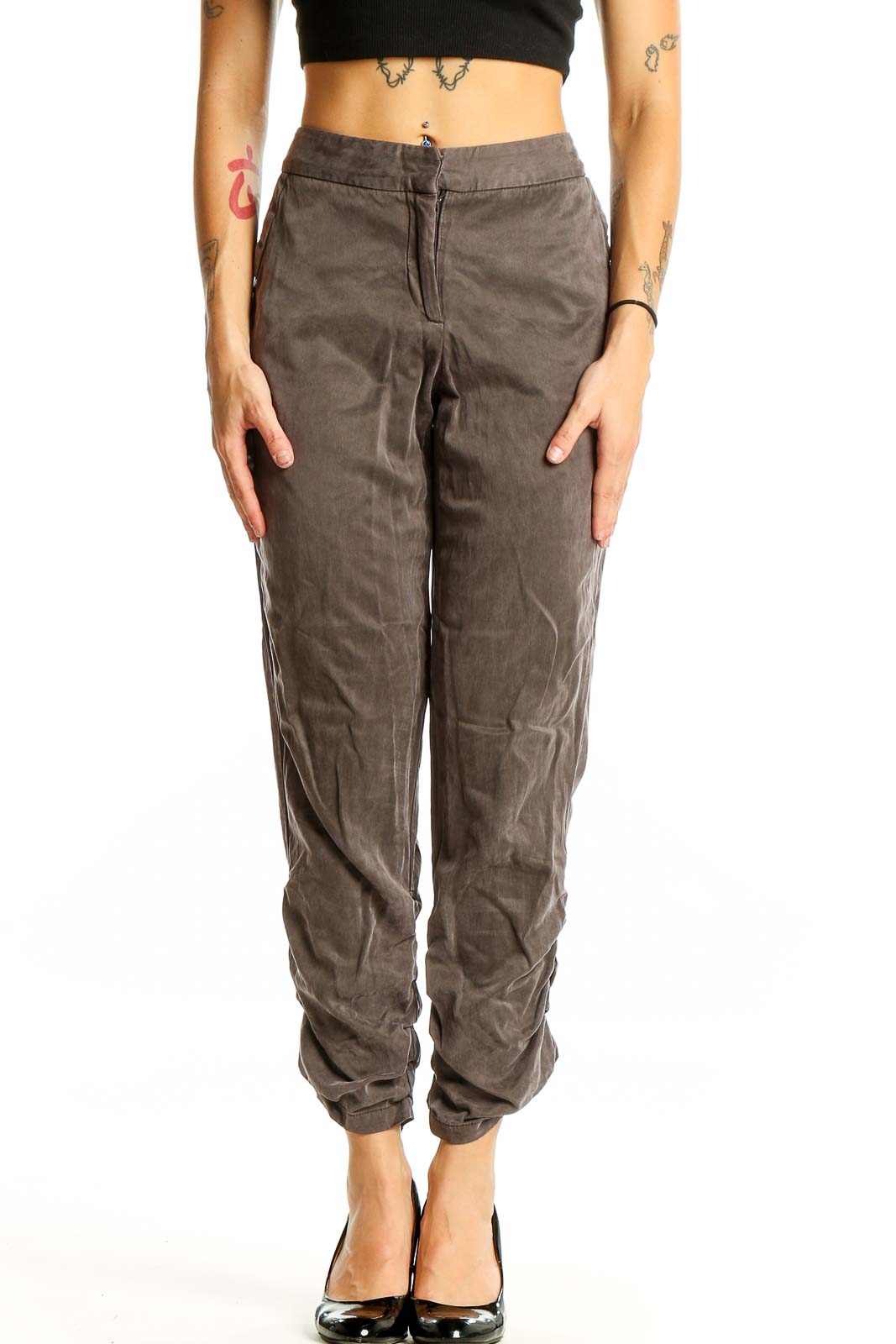 Taupe Relaxed Fit Jogger Pants Front