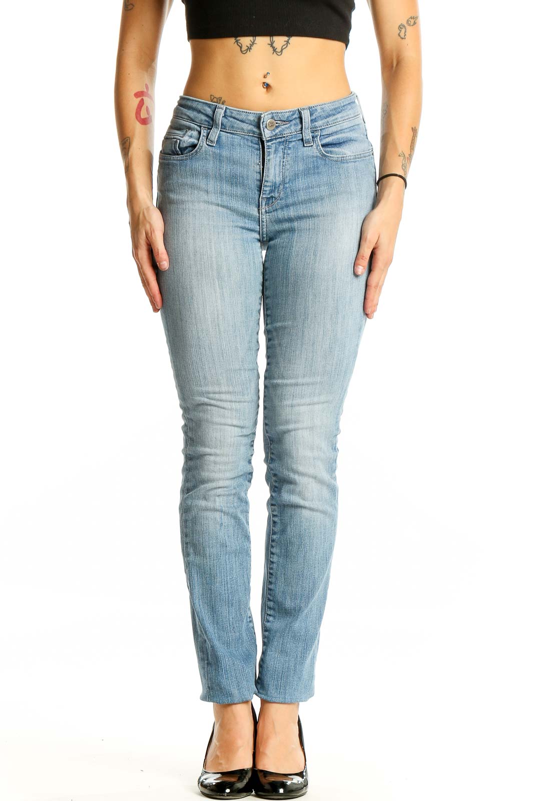 Light Blue Slim Fit Denim Jeans Front