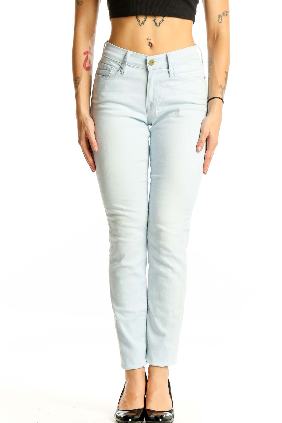 Light Blue Slim Fit Denim Jeans Front