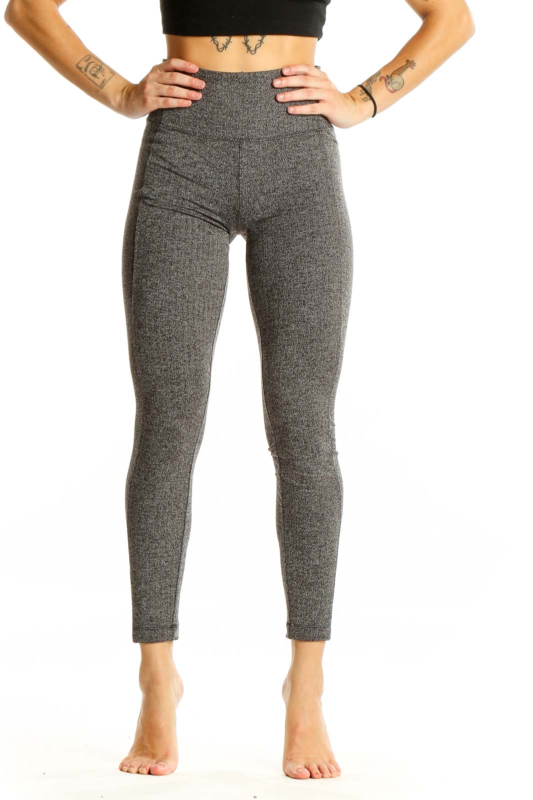 Gray High-Waisted Performance Leggings Front