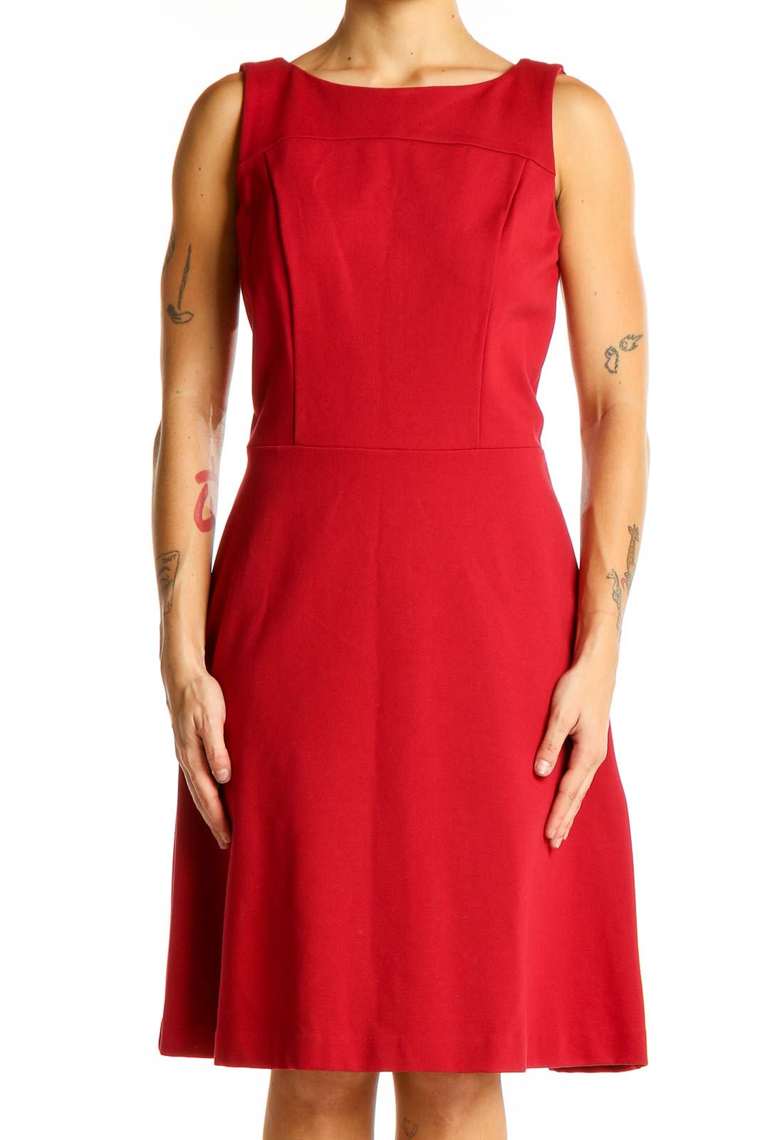 Red Sleeveless A-Line Cocktail Dress Front